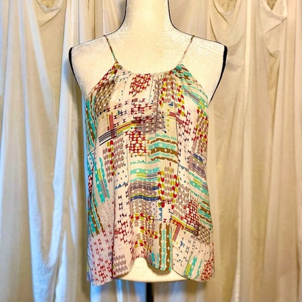 S.Y.L.K. Patchwork Print Silk Halter Camisole #S2